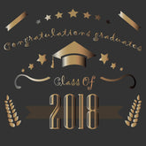 Dark Gold Bachelor Cap Printed On Black For Congratulations Graduation Backdrop Shopbackdrop